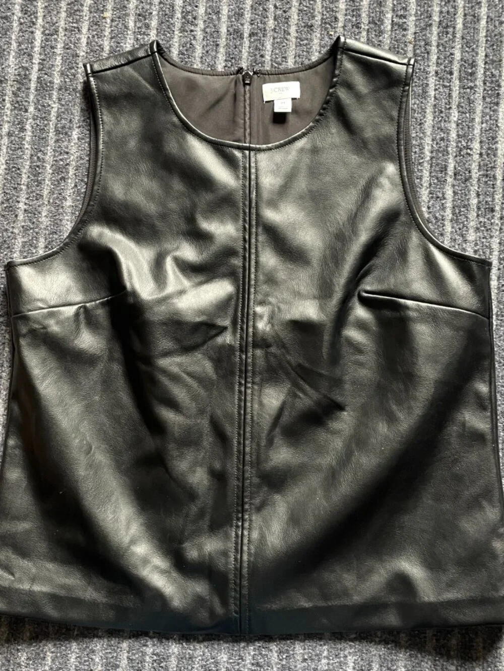 J. Crew Faux Leather Tank Top Size M, Fully Lined, Zip Back - Picture 2 of 7